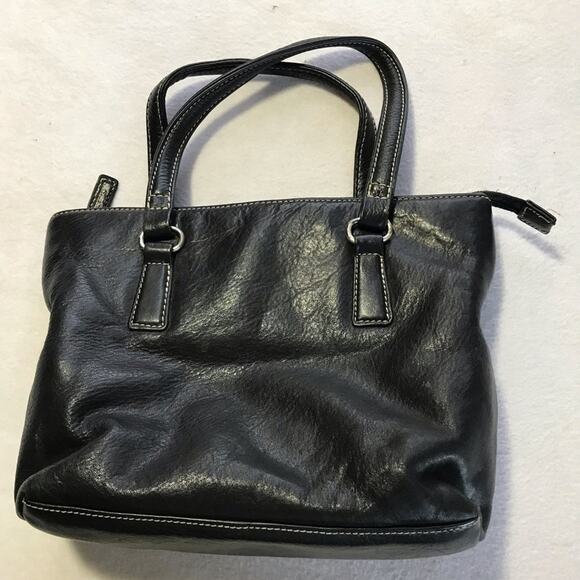 Fossil black leather mini tote bag 75082 casual everyday purse - Picture 2 of 16